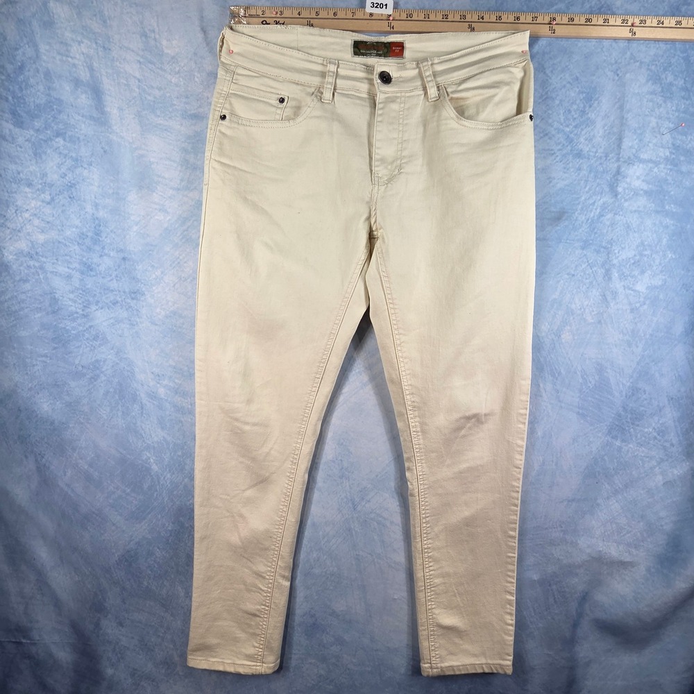 Weatherproof Vintage Mens‎ Skinny Fit Pants Cream Off White 32x30 Stretch Cotton
